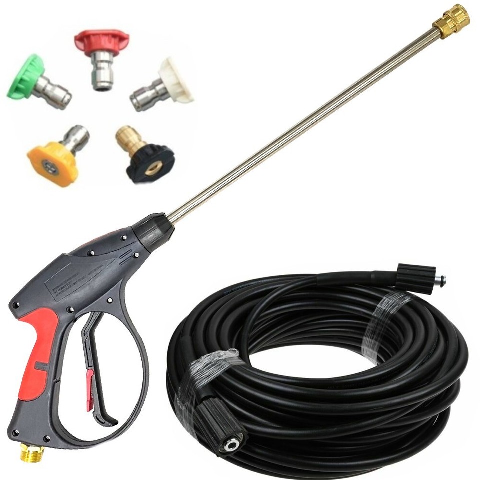 4000 PSI High Pressure Power Washer Gun Spray Wand & Hose Kit - Brass & Stainless Steel, Cold Water Use
