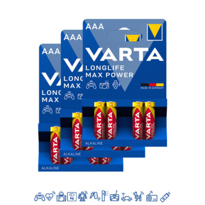 12 x Varta Longlife Max Power / Max Tech 4703 AAA Micro LR03 Foto 1,5V Batterie