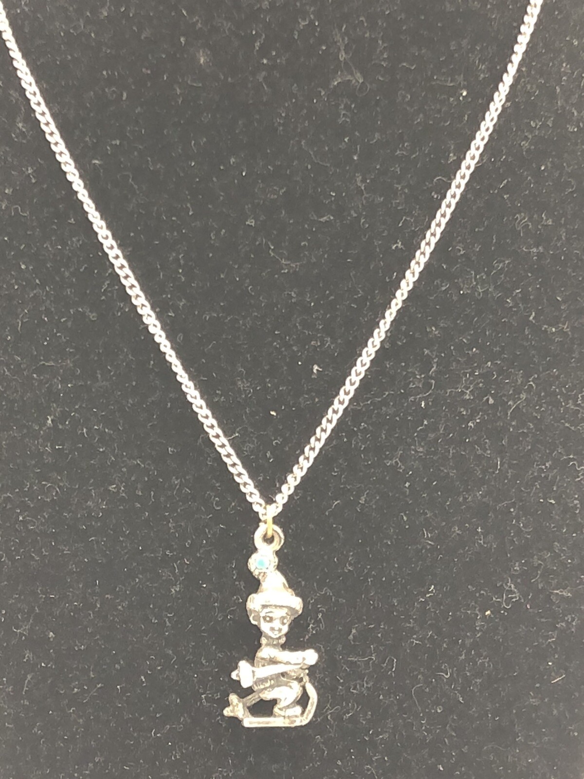 Silver Tone Skiing Elf/Pixie Necklace - image 1