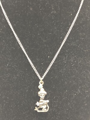 Silver Tone Skiing Elf/Pixie Necklace