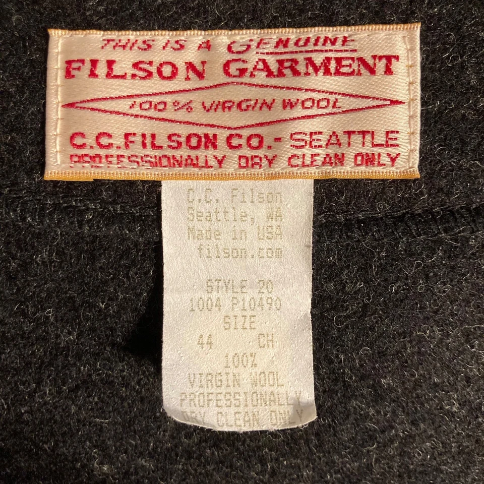 Filson Mackinaw Wool Vest Size 44 Handwarmer Pockets USA Charcoal Gray - Image 3 of 4