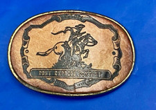 Pony Express Company - Wester Oval Leather Vintage Belt Buckle Rare 