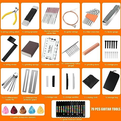 79Pcs Guitar Tool Kit, Guitar Repair Kit, Guitar Accessories Guitar 79