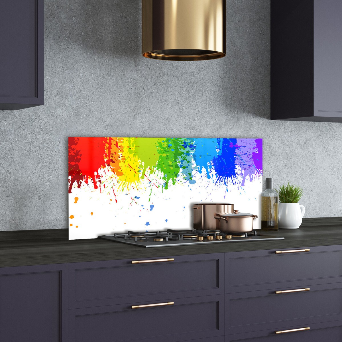 Tulup Panneaux De Cuisine Sur Verre - 125x50cm - Plumes Bleues