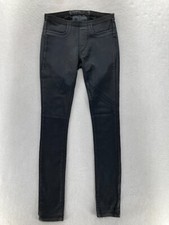 Helmut Lang Pull On Jeggings Skinny Pants Women's 26 Wax Coated Stretch Black