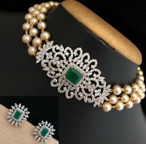 Gold Plated Red Kundan Choker Necklace Bollywood Bridal Indian Pearl Jewelry Set