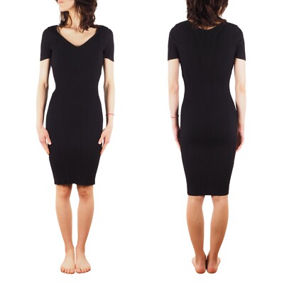 Thierry Mugler Paris Vintage 80s 90s Women Rib Knit Black Dress size M /  Medium | eBay UK