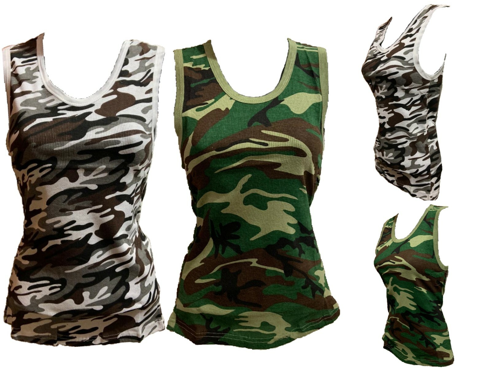 Women's Camo Tank Top Shirt Sleeveless Fitted Camouflage Vest Women
