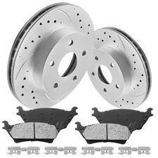 6-Lug REAR Drilled Rotors + Ceramic Brake Pads for 2012 2013 - 2020 Ford F-150