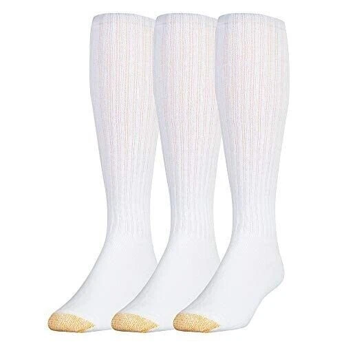 Men's Gold Toe Cotton Over the Calf Tube Socks 3 Pair White Shoe Size 6-12 - Image 2 of 2