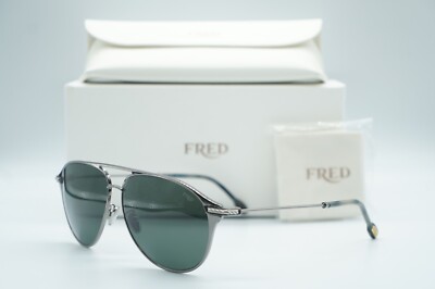 NEW FRED FG 40010U 06R SILVER GREEN AUTHENTIC SUNGLASSES FRAMES 60-13
