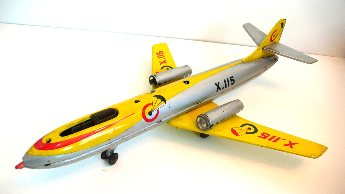JOUSTRA AVION X.115 TÔLE LITHOGRAPHIÉE Lg 40 cm BEL ÉTAT SANS COCKPIT