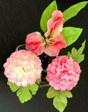 3 silk Assorted Pink Flower pens, Button daisies, Sweet Pea, flowerpen bouquet