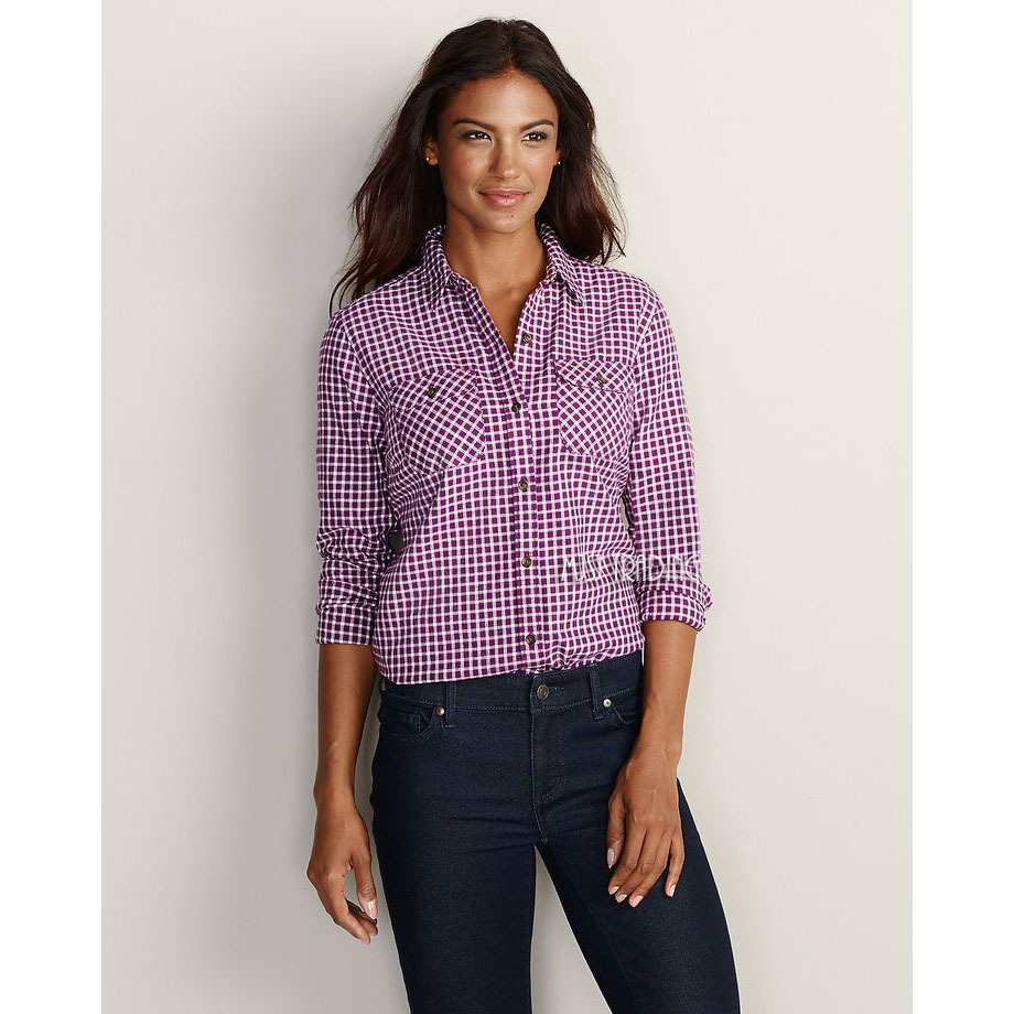 1990’s Eddie Bauer L/S shirt small check NWT Eddie Bauer Women's Stine's Favorite Flannel Purple Small
