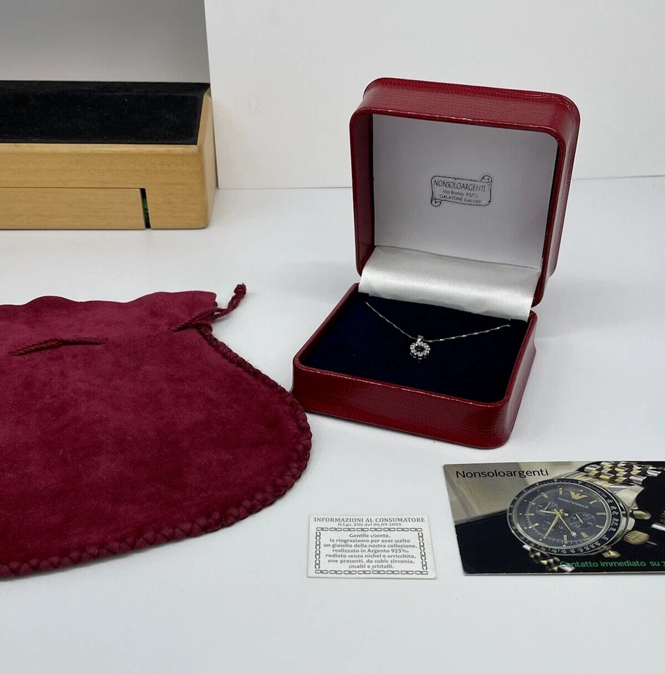 Collana lettera O in argento 925 uomo donna puntiluce brillanti iniziale di nomi - Immagine 2 di 4