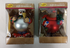 Vintage Special Times Gift Ornament x2 Hanging Holiday Character Bulbs Xmas