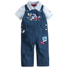 DISNEY STORE MICKEY & DONALD CUTE 2 PC DUNGAREE SET FOR BABY NWT ~ VERY NICE!!