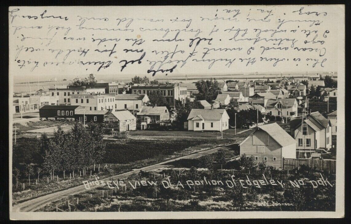 EDGELEY ND North Dakota c1910 RP Birdseye Town View eBay