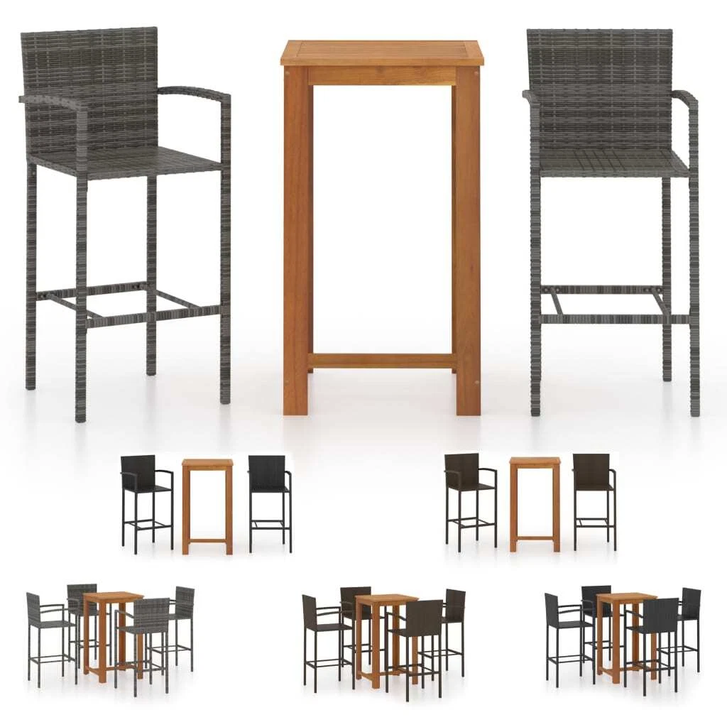 Garden Bar Set Bistro Table and Chairs Outdoor Multi Colours 3 5