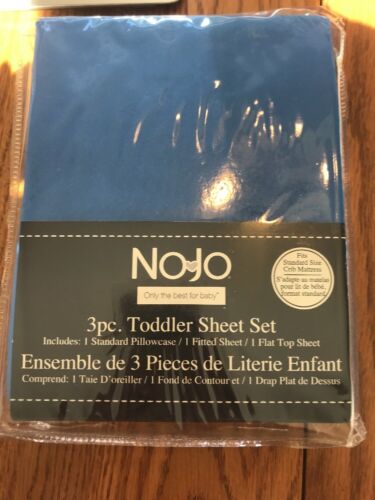 NoJo 3-Piece Toddler Sheet Set, Blue, Solid Blue Ships N 24h - Picture 1 of 4