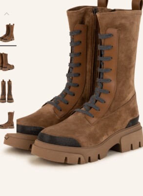 Brunello Cucinelli 40 Suede Leather Hiking Lace Up Boots