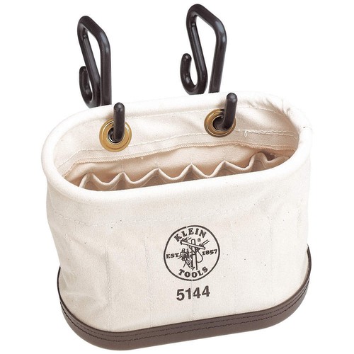 KLEIN TOOLS 5144 Bucket Bag,Canvas,Straight Wall,OffWhite 2DFT4
