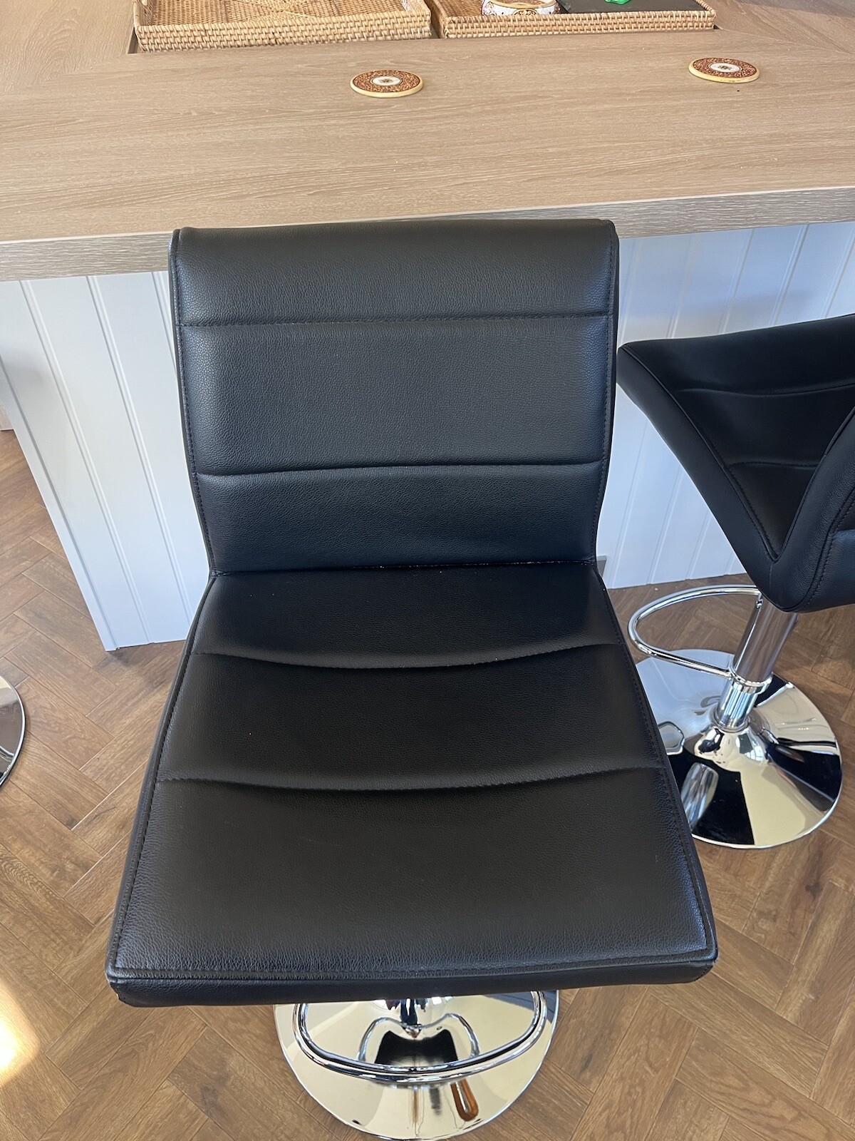 2 Next Black Leather Kitchen Bar Stools eBay