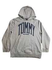 Tommy Hilfiger Sweatshirt Adult Large Gray Spellout Hoodie Sweater Pullover Mens