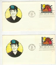 1977 HANDPAINTED FDC SET OF 2 ENERGY CONSERVATION DEVELOPEMENT UNKNWON MAKER
