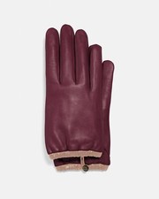 NWT Coach Leather Tech Gloves Size 7.5 With Elasticized Cuffs Vintage Mauve
