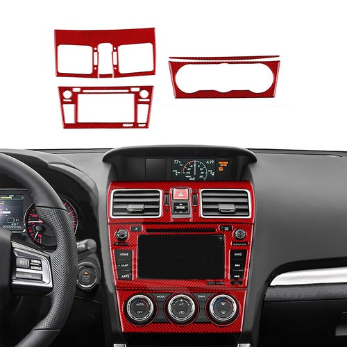3PCS Red Carbon Fiber Center Control Console Trim Set for Subaru WRX 2015-2021 - Picture 1 of 8