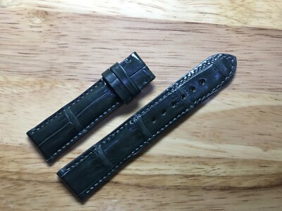 21mm/18mm Gray Alligator Crocodile Embossed Leather Watch Strap Band