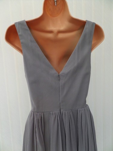 ELIZA J SILVER GREY SHEER PLEAT CHIFFON 50'S FLARE SCARF MIDI DRESS 10 £139 ONCE - Picture 14 of 14