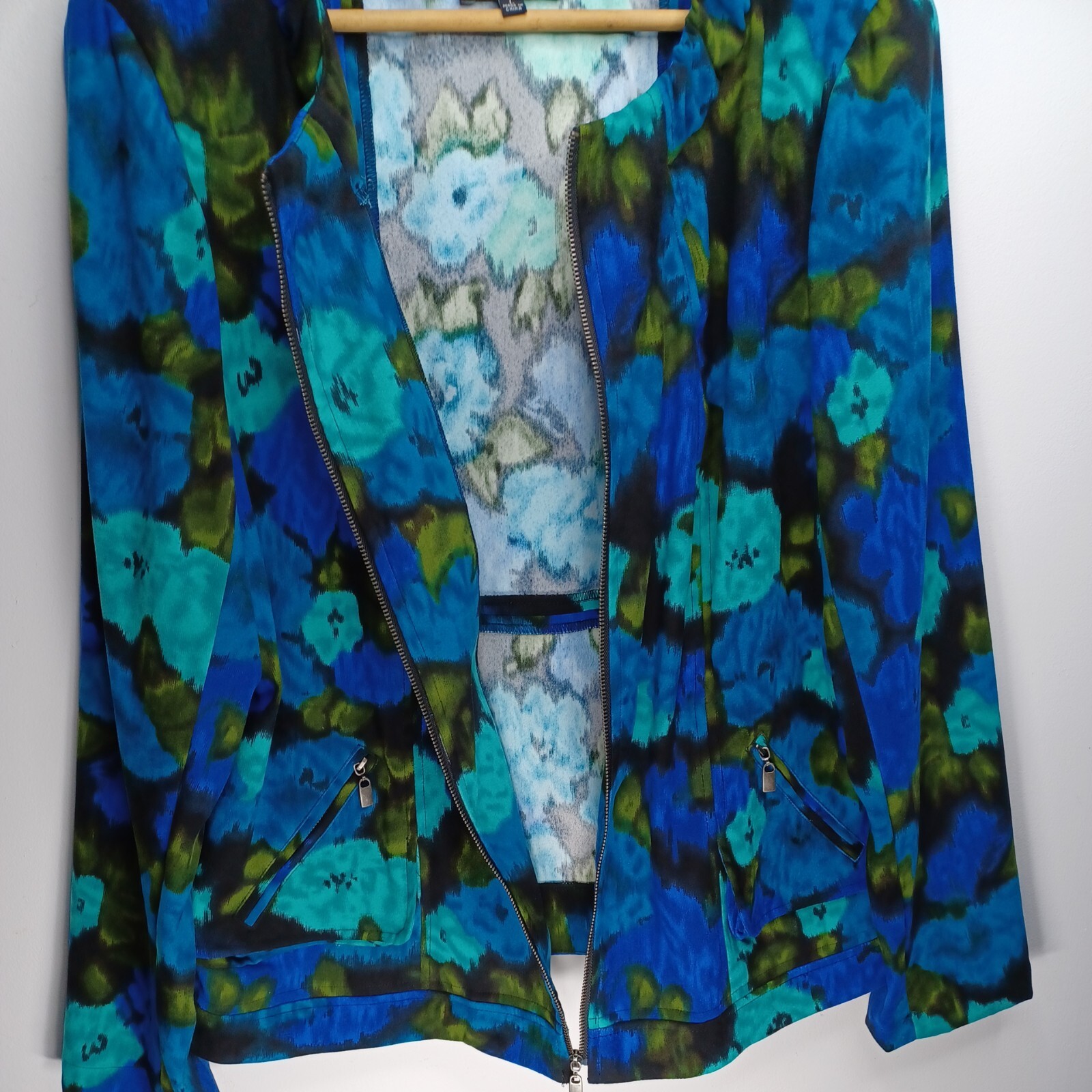 Notations Abstract Bomber Jacket Blues Greens Wom… - image 6