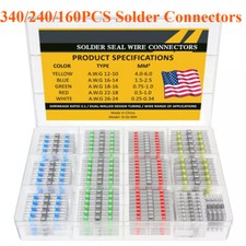 340/160PCS Waterproof Solder Stick Seal Sleeve Heat Shrink Butt Wire Connectors