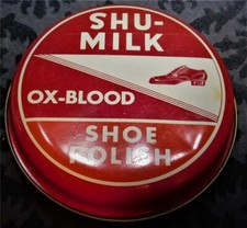 1930's Shu-Milk Ox-Blood Shoe Polish Tin - Full/Unused - Approximate 95 Yr.  Old