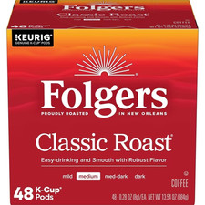 Folgers Classic Roast Medium Roast Coffee Keurig K-Cup Pods 48 Count Box