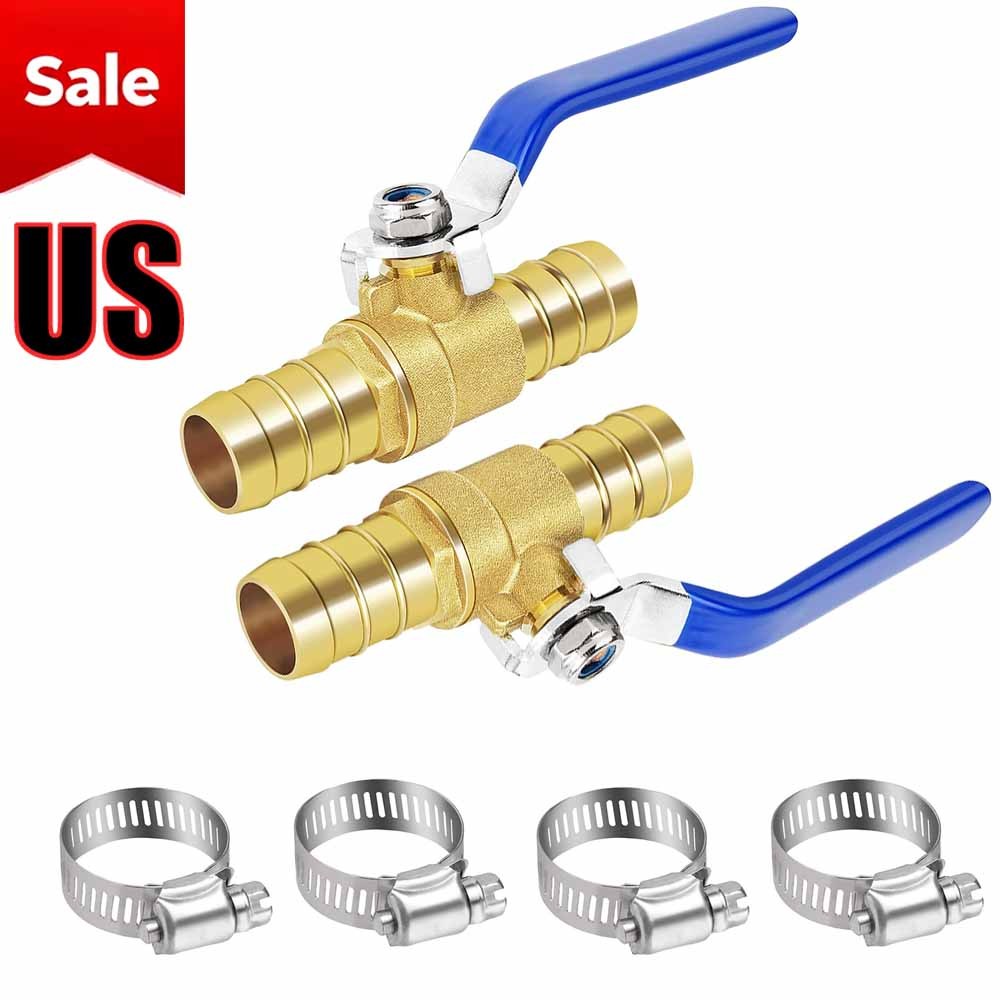 5/8" Brass Hose Barb Ball Valve Kit - Heater Hose Shut Off Valve for Automotive