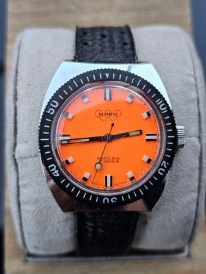 BIFORA Olympia 17 Jewels Orange Dial Diver   Vintage Made in Germany