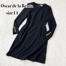 Oscar de la Renta Vintage Black Dress Size 11AR with Gold Buttons