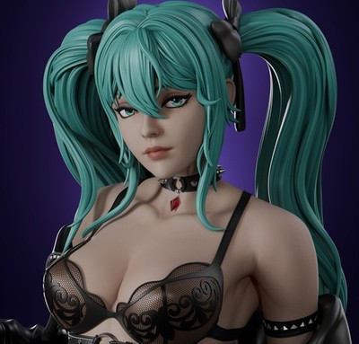 Hatsune Miku Rock,  1/4-1/24, Figur, Unbemalt, 3D-Druck, Statue, Abe3D, MFW