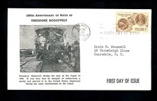 US Postal History Canal Zone #150 FDC Theodore Roosevelt 1958 Balboa CZ