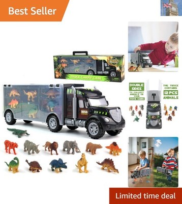 Imaginative Play Dinosaurier Transport LKW - 12-teiliges Spielzeugset für Jungen und Mädchen