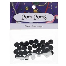 PA Essentials Pom Pom Balls 7mm 30pc Black – Arts and Crafts Supplies, Puff