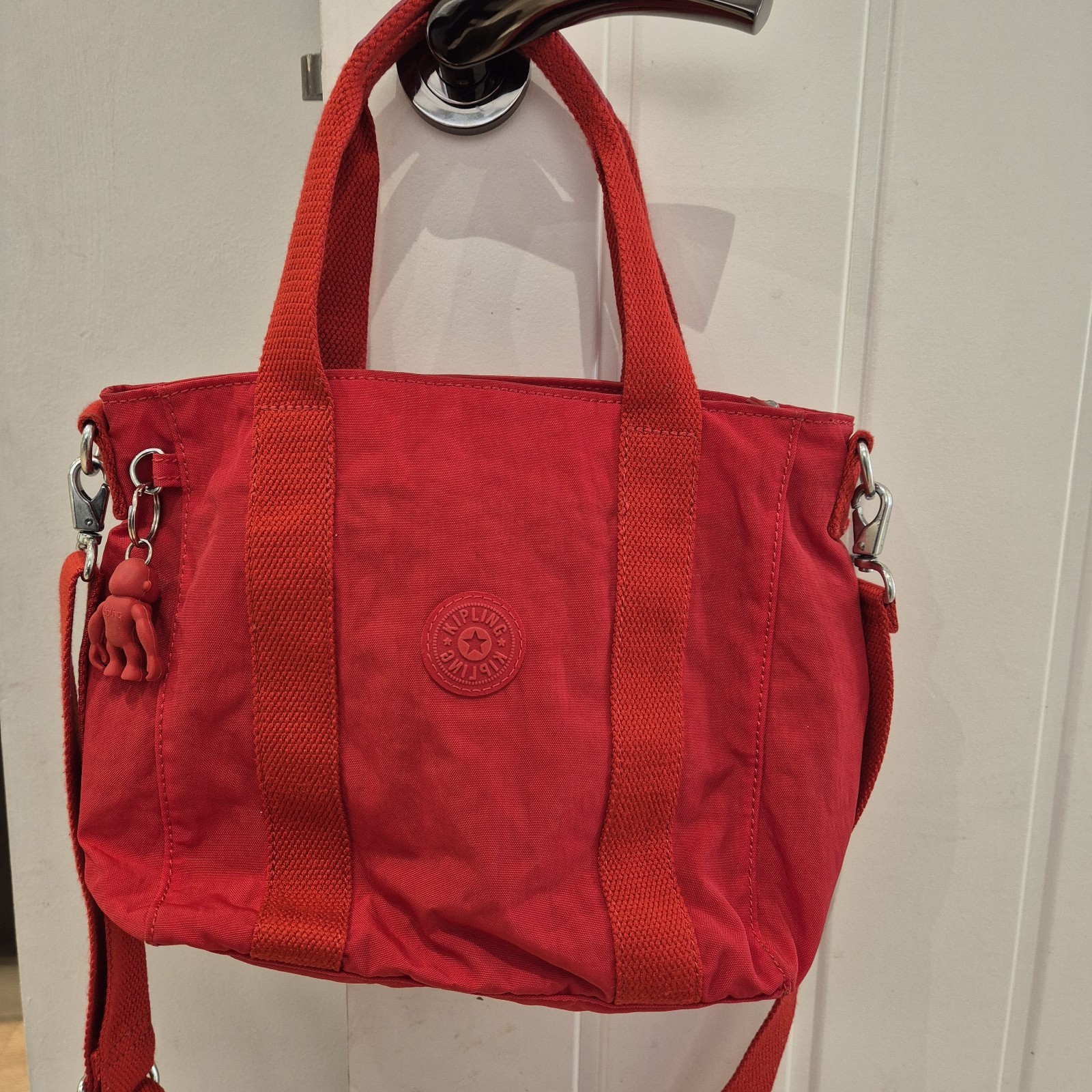 Red Kipling Bag With Monkey And Long Strap