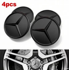 4 x 75mm Wheel Center Caps Hub Emblems Matte Black Fit Mercedes-Benz A C E S GL