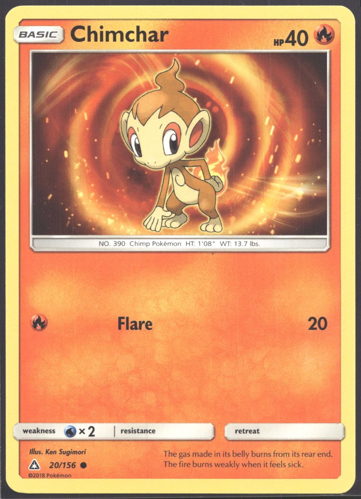 Chimchar 20/156 Ultra Prism Pokemon Card 2018 Lightly Played