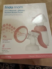 Frida Mom 2-In-1 Manual Breast Pump with Hands-Free Silicone Suction Cup, Milk