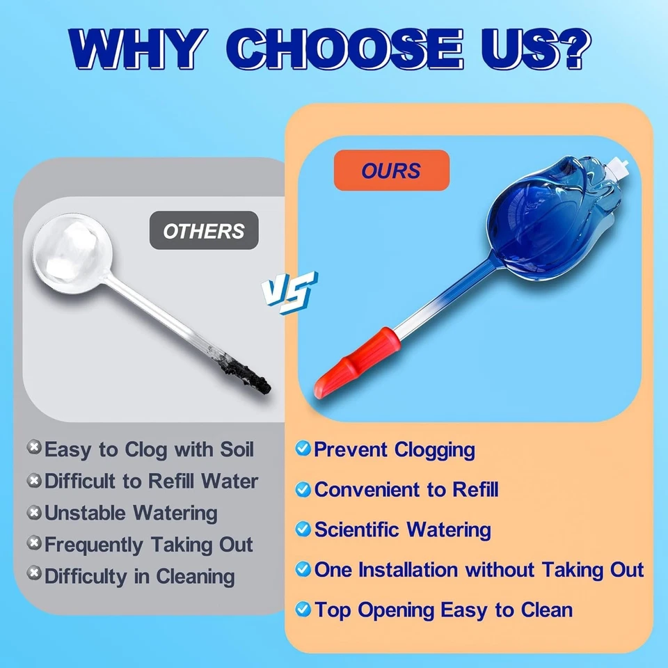 Globos de riego de plantas grandes de 10 oz, 4 piezas relleno superior sin obstrucción globos de riego automático Foto 2 de 4