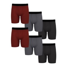 Athletic Works Men's Ultra Lite Mesh Boxer Brief, 6 Pack, Red/Black, Small